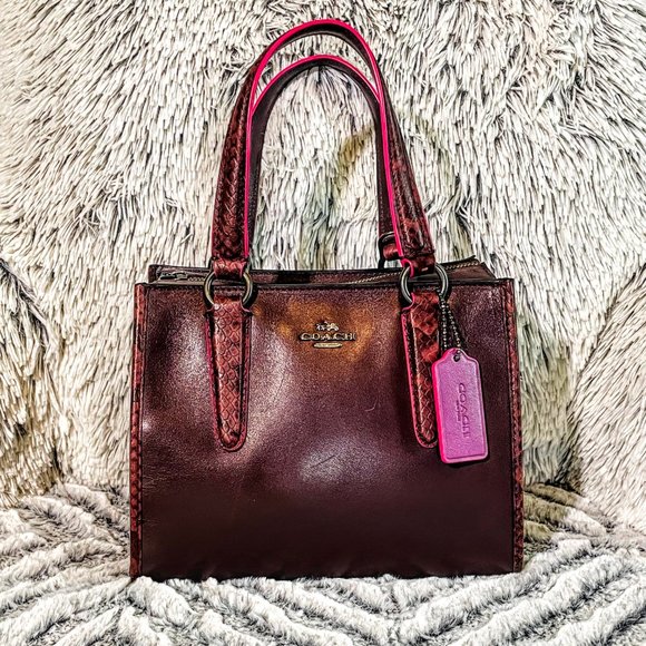 EUC - COACH CROSBY CARRYALL 21 w/EDGEPAINT AND PYTHON EMBOSSED HANDLES (F20894) - Picture 12 of 12